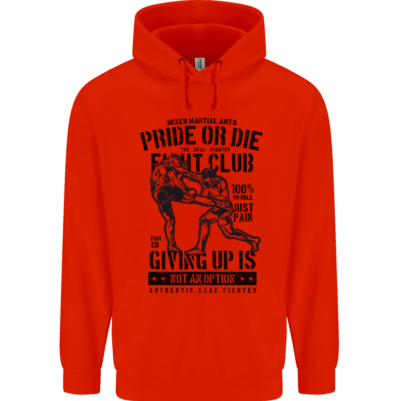 Pride MMA Muay Thai Mixed Martial Arts Childrens Kids Hoodie Bright Red