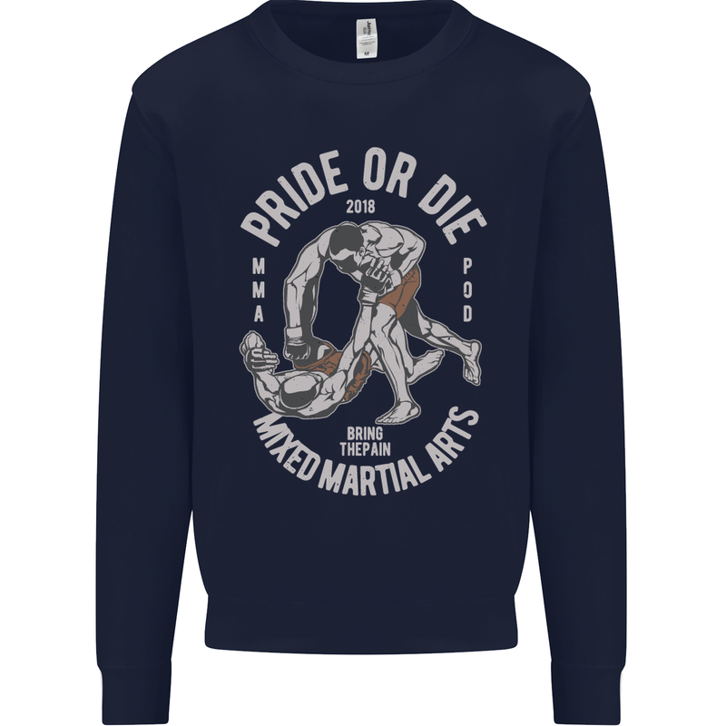 Pride MMA Muay Thai Mixed Martial Arts Kids Sweatshirt Jumper Navy Blue