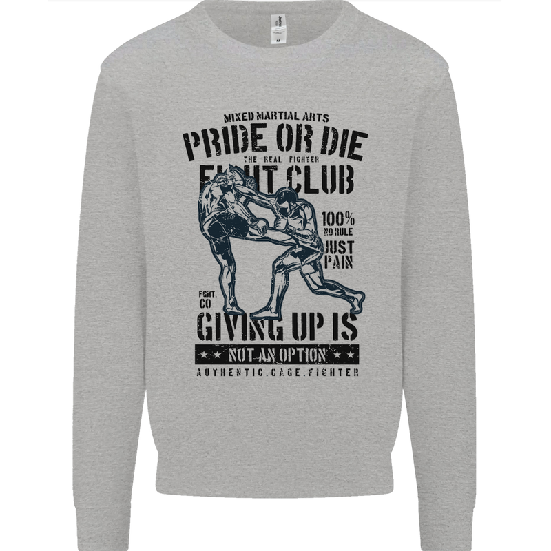 Pride MMA Muay Thai Mixed Martial Arts Kids Sweatshirt Jumper Sports Grey