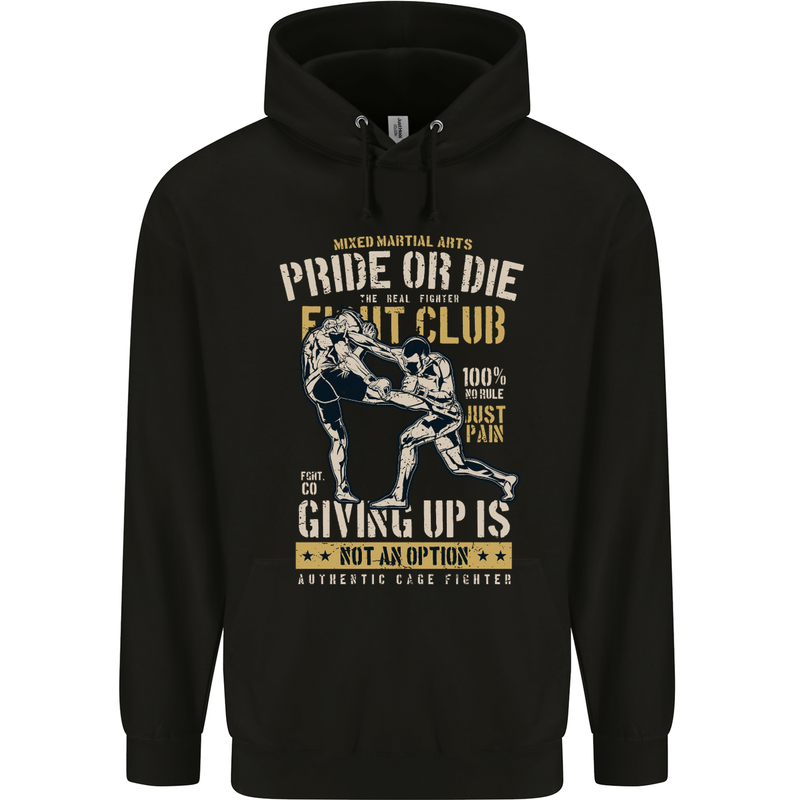 Pride MMA Muay Thai Mixed Martial Arts Mens 80% Cotton Hoodie Black