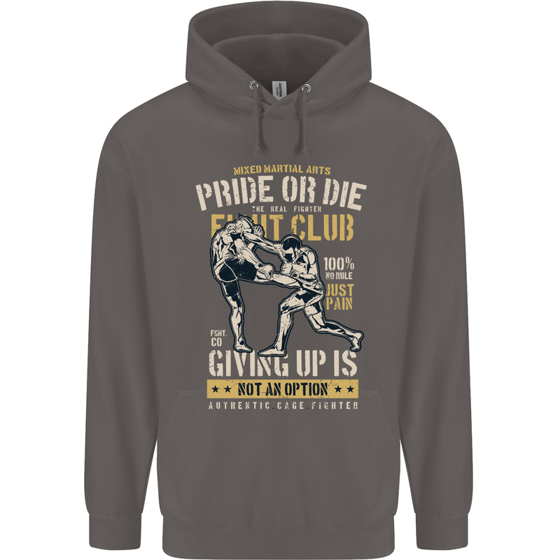 Pride MMA Muay Thai Mixed Martial Arts Mens 80% Cotton Hoodie Charcoal