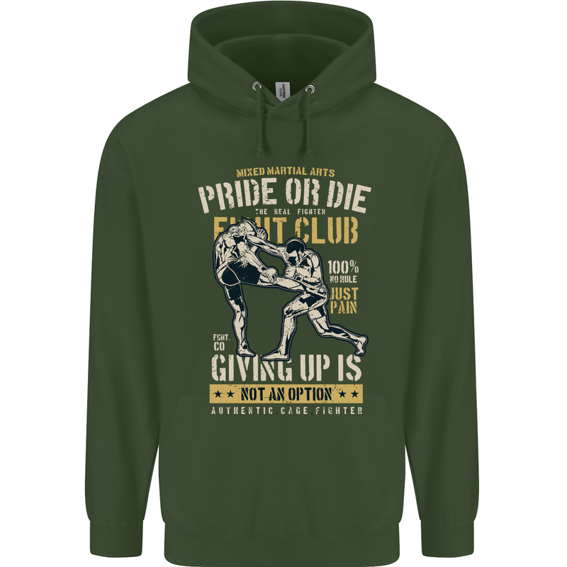 Pride MMA Muay Thai Mixed Martial Arts Mens 80% Cotton Hoodie Forest Green