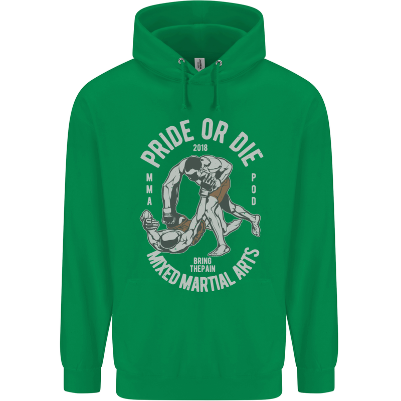Pride MMA Muay Thai Mixed Martial Arts Mens 80% Cotton Hoodie Irish Green