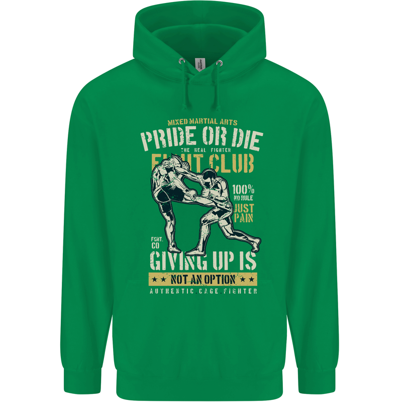 Pride MMA Muay Thai Mixed Martial Arts Mens 80% Cotton Hoodie Irish Green