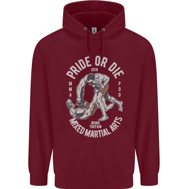 Pride MMA Muay Thai Mixed Martial Arts Mens 80% Cotton Hoodie Maroon