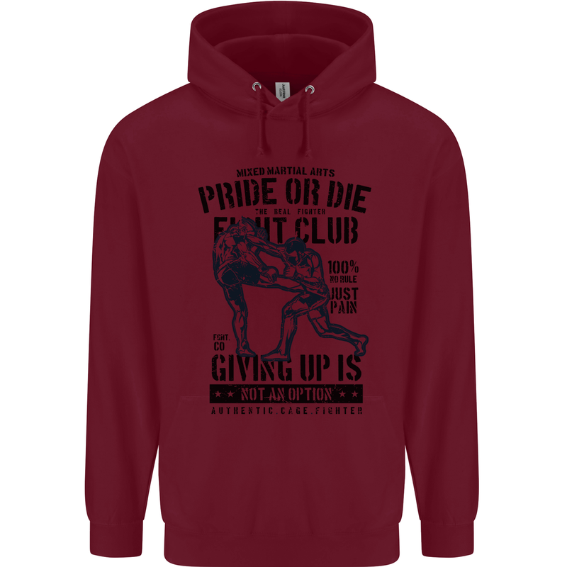 Pride MMA Muay Thai Mixed Martial Arts Mens 80% Cotton Hoodie Maroon