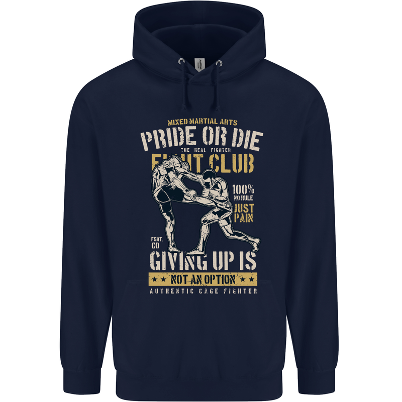 Pride MMA Muay Thai Mixed Martial Arts Mens 80% Cotton Hoodie Navy Blue