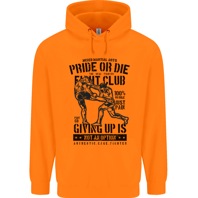 Pride MMA Muay Thai Mixed Martial Arts Mens 80% Cotton Hoodie Orange