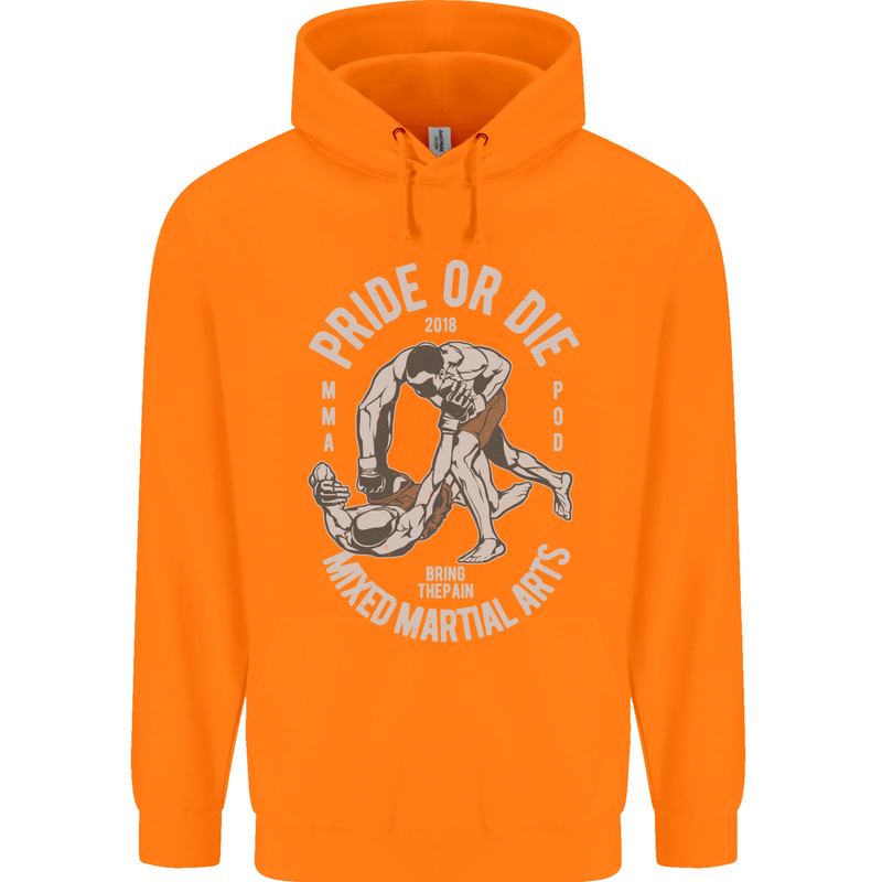 Pride MMA Muay Thai Mixed Martial Arts Mens 80% Cotton Hoodie Orange