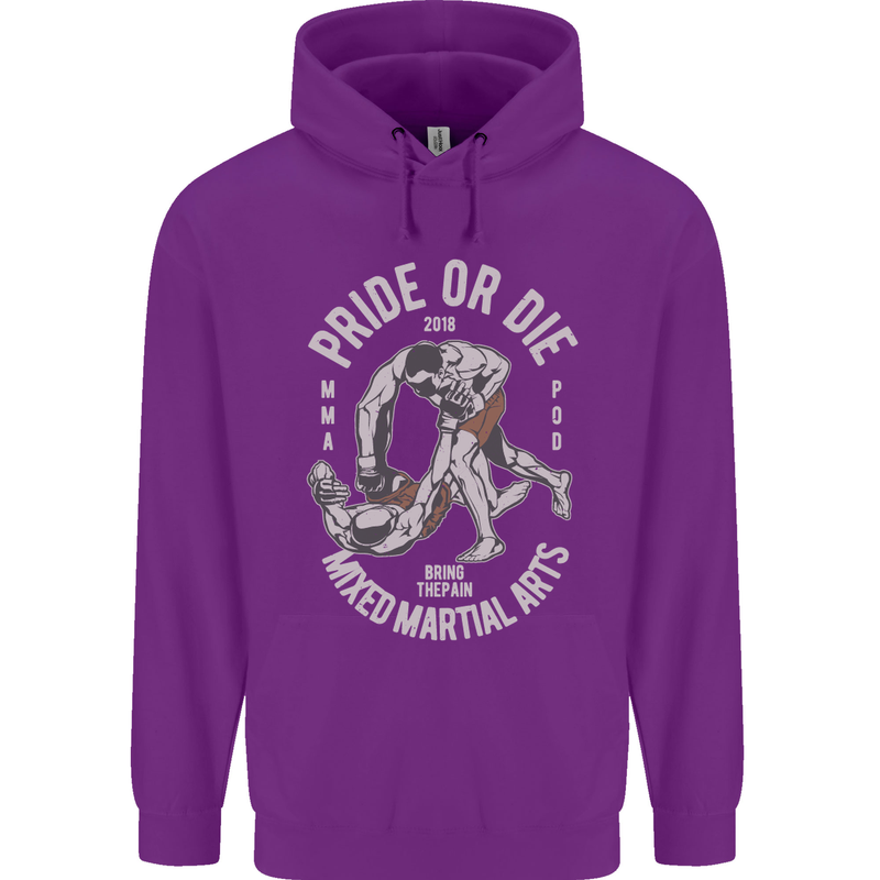 Pride MMA Muay Thai Mixed Martial Arts Mens 80% Cotton Hoodie Purple