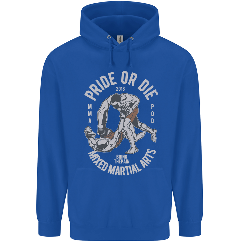 Pride MMA Muay Thai Mixed Martial Arts Mens 80% Cotton Hoodie Royal Blue