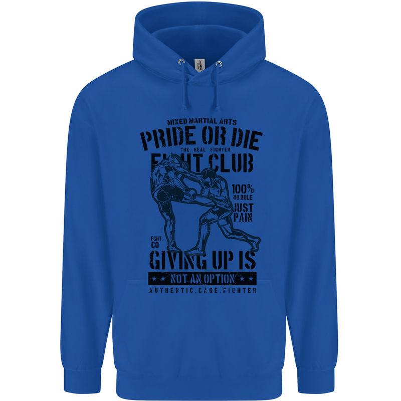 Pride MMA Muay Thai Mixed Martial Arts Mens 80% Cotton Hoodie Royal Blue