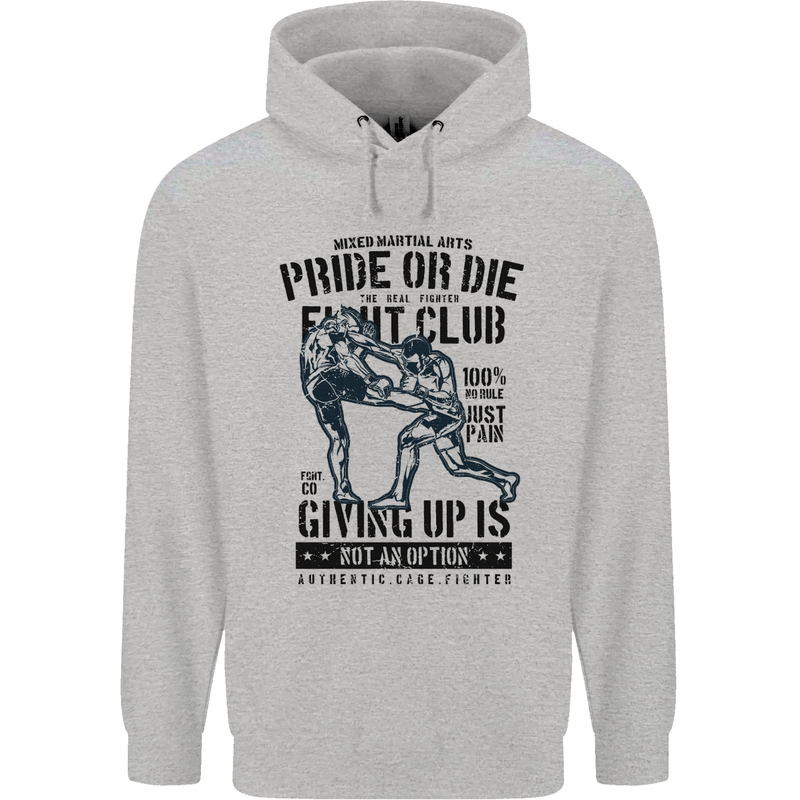 Pride MMA Muay Thai Mixed Martial Arts Mens 80% Cotton Hoodie Sports Grey