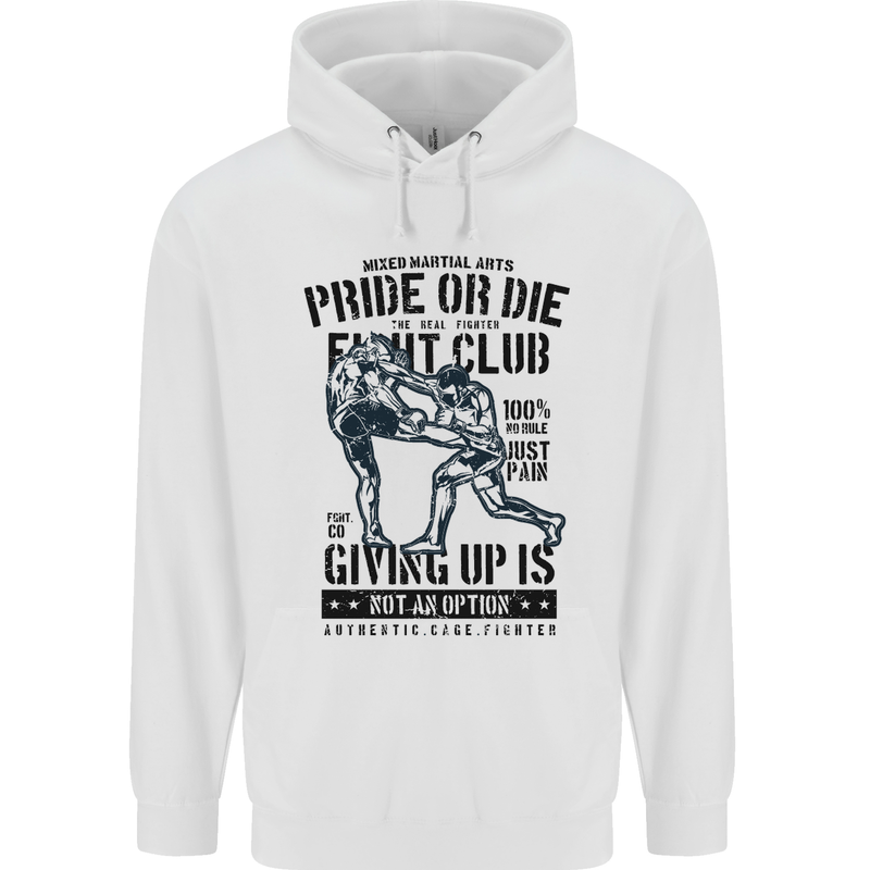 Pride MMA Muay Thai Mixed Martial Arts Mens 80% Cotton Hoodie White