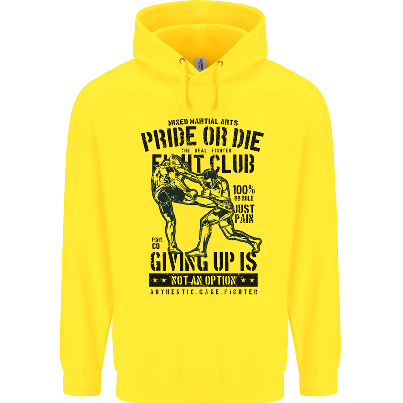 Pride MMA Muay Thai Mixed Martial Arts Mens 80% Cotton Hoodie Yellow