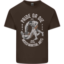 Pride MMA Muay Thai Mixed Martial Arts Mens Cotton T-Shirt Tee Top Dark Chocolate