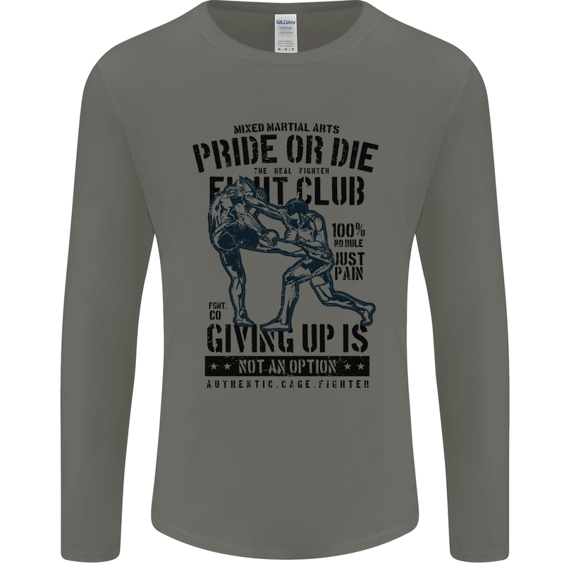 Pride MMA Muay Thai Mixed Martial Arts Mens Long Sleeve T-Shirt Charcoal