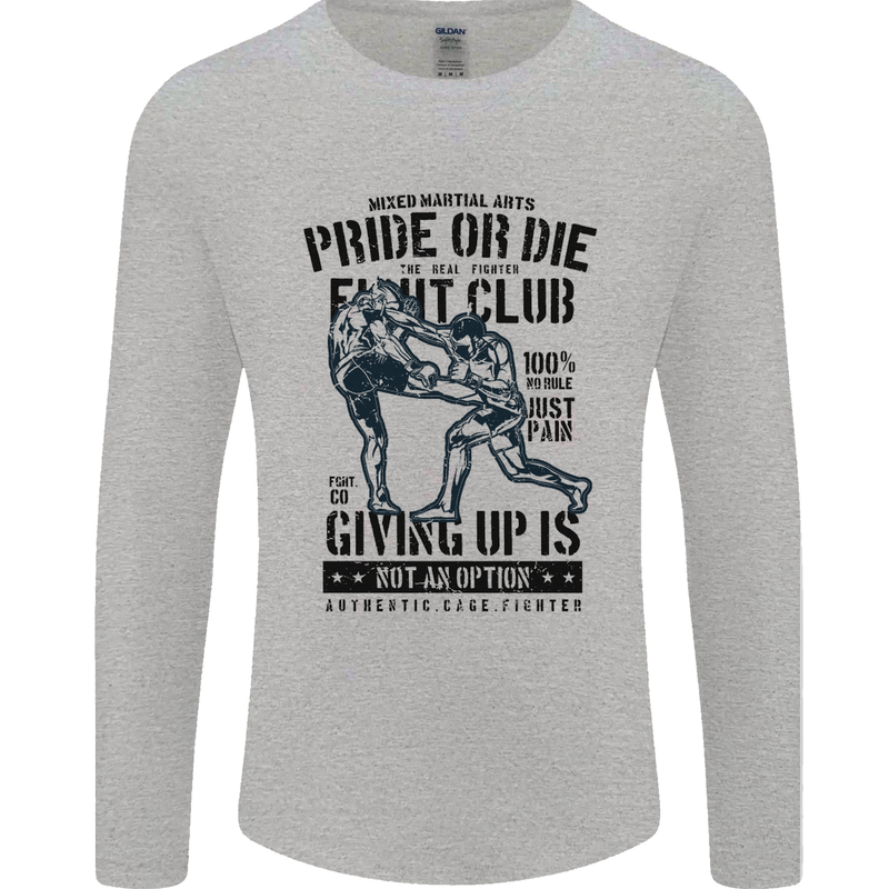 Pride MMA Muay Thai Mixed Martial Arts Mens Long Sleeve T-Shirt Sports Grey