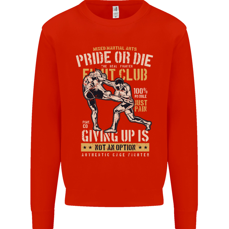 Pride MMA Muay Thai Mixed Martial Arts Mens Sweatshirt Jumper Bright Red
