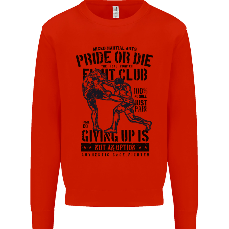 Pride MMA Muay Thai Mixed Martial Arts Mens Sweatshirt Jumper Bright Red