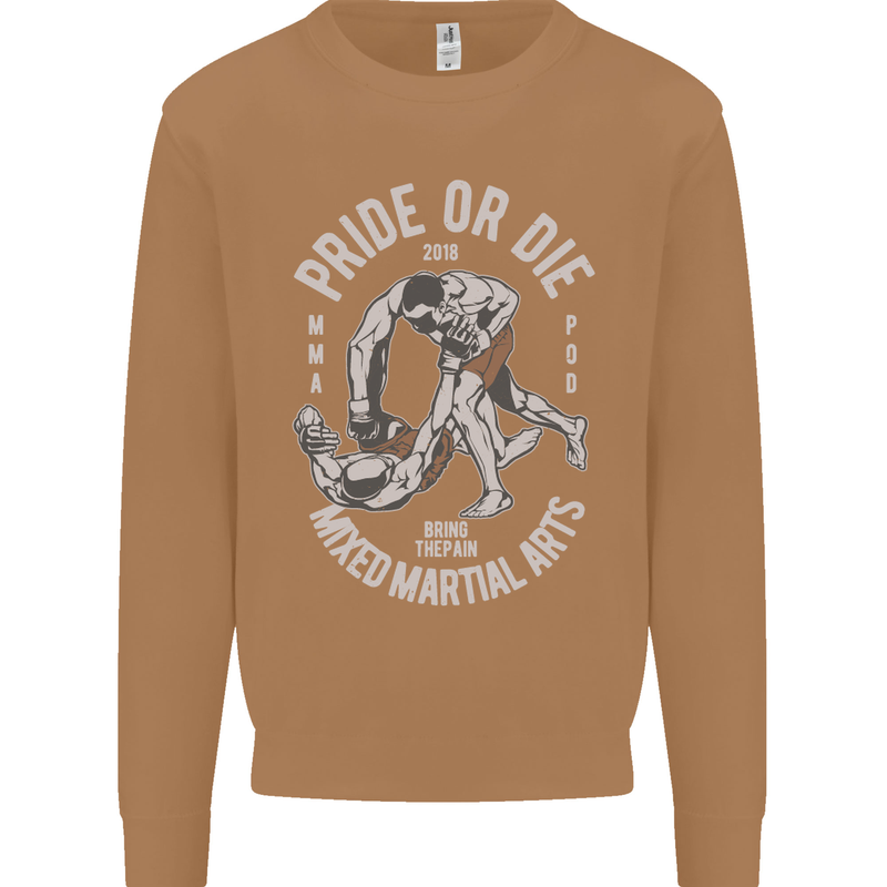 Pride MMA Muay Thai Mixed Martial Arts Mens Sweatshirt Jumper Caramel Latte