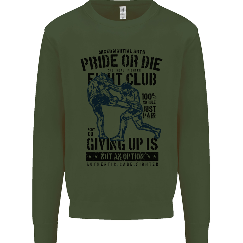 Pride MMA Muay Thai Mixed Martial Arts Mens Sweatshirt Jumper Forest Green