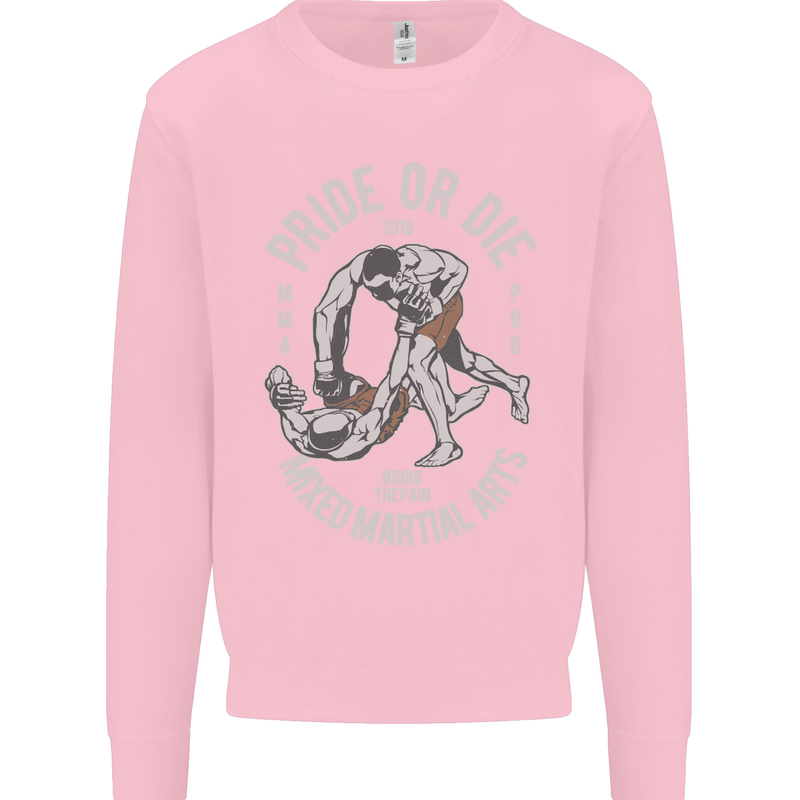 Pride MMA Muay Thai Mixed Martial Arts Mens Sweatshirt Jumper Light Pink