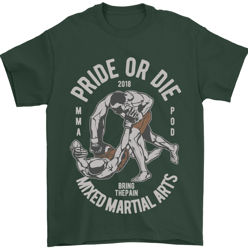 Pride MMA Muay Thai Mixed Martial Arts Mens T-Shirt Cotton Gildan Forest Green