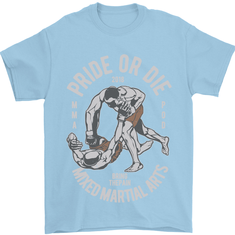 Pride MMA Muay Thai Mixed Martial Arts Mens T-Shirt Cotton Gildan Light Blue