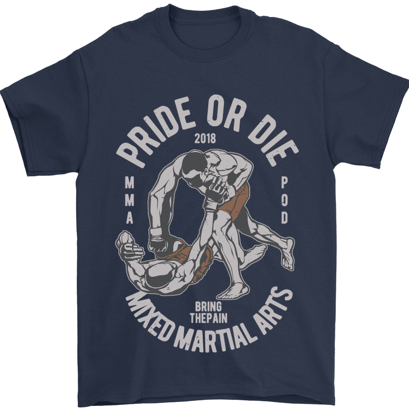 Pride MMA Muay Thai Mixed Martial Arts Mens T-Shirt Cotton Gildan Navy Blue