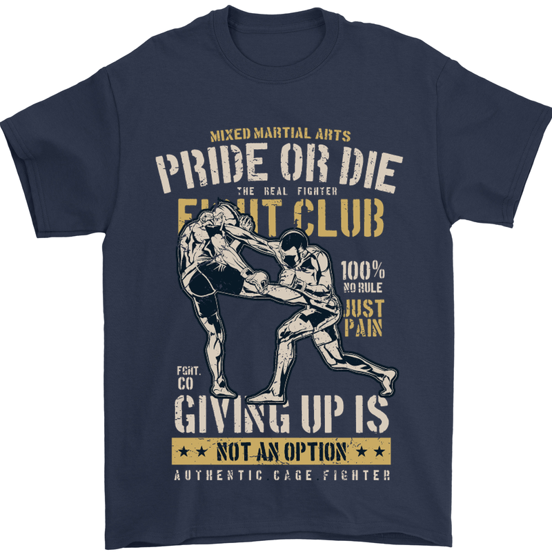 Pride MMA Muay Thai Mixed Martial Arts Mens T-Shirt Cotton Gildan Navy Blue