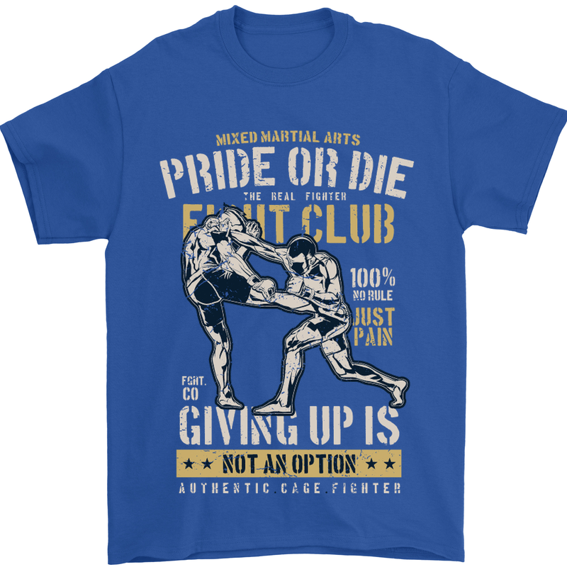Pride MMA Muay Thai Mixed Martial Arts Mens T-Shirt Cotton Gildan Royal Blue