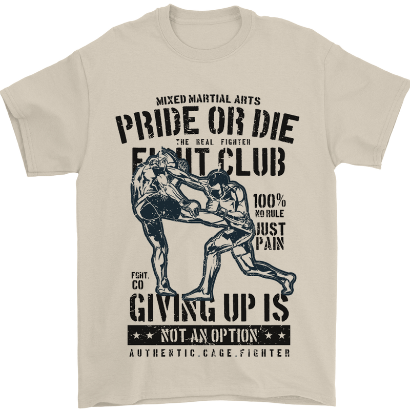 Pride MMA Muay Thai Mixed Martial Arts Mens T-Shirt Cotton Gildan Sand