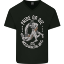 Pride MMA Muay Thai Mixed Martial Arts Mens V-Neck Cotton T-Shirt Black