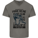 Pride MMA Muay Thai Mixed Martial Arts Mens V-Neck Cotton T-Shirt Charcoal