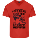 Pride MMA Muay Thai Mixed Martial Arts Mens V-Neck Cotton T-Shirt Red