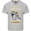 Pride MMA Muay Thai Mixed Martial Arts Mens V-Neck Cotton T-Shirt Sports Grey