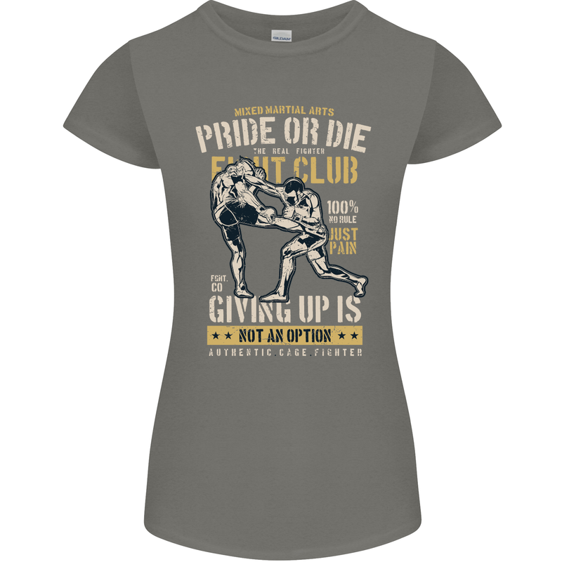 Pride MMA Muay Thai Mixed Martial Arts Womens Petite Cut T-Shirt Charcoal