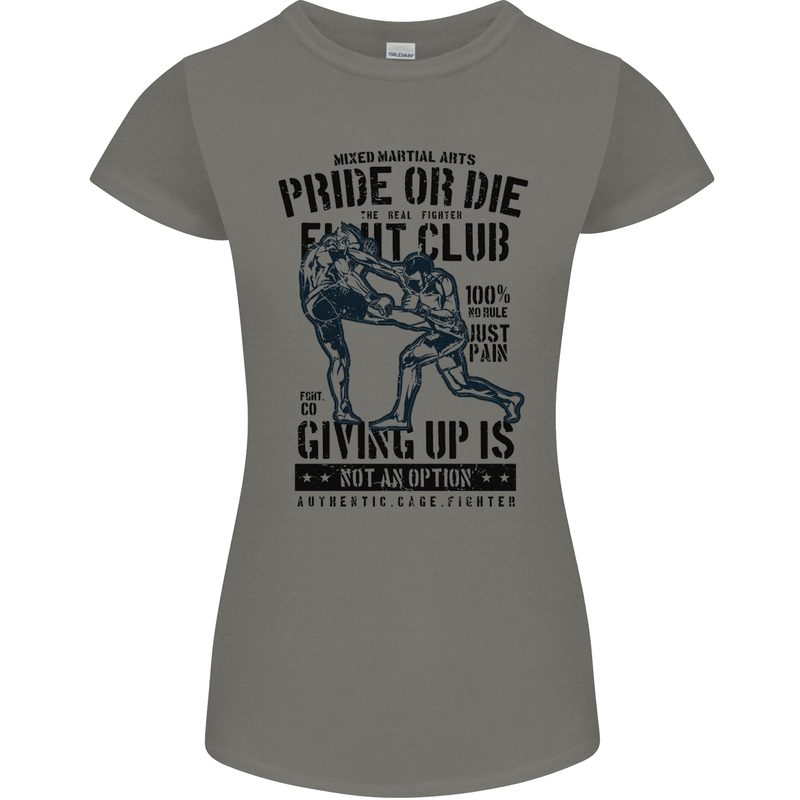 Pride MMA Muay Thai Mixed Martial Arts Womens Petite Cut T-Shirt Charcoal