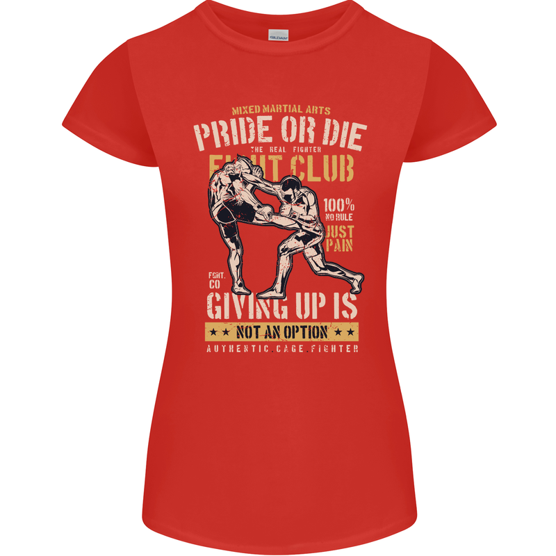 Pride MMA Muay Thai Mixed Martial Arts Womens Petite Cut T-Shirt Red
