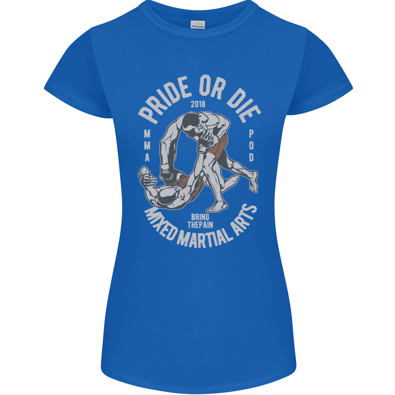 Pride MMA Muay Thai Mixed Martial Arts Womens Petite Cut T-Shirt Royal Blue