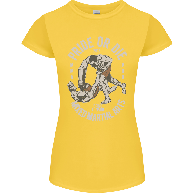 Pride MMA Muay Thai Mixed Martial Arts Womens Petite Cut T-Shirt Yellow