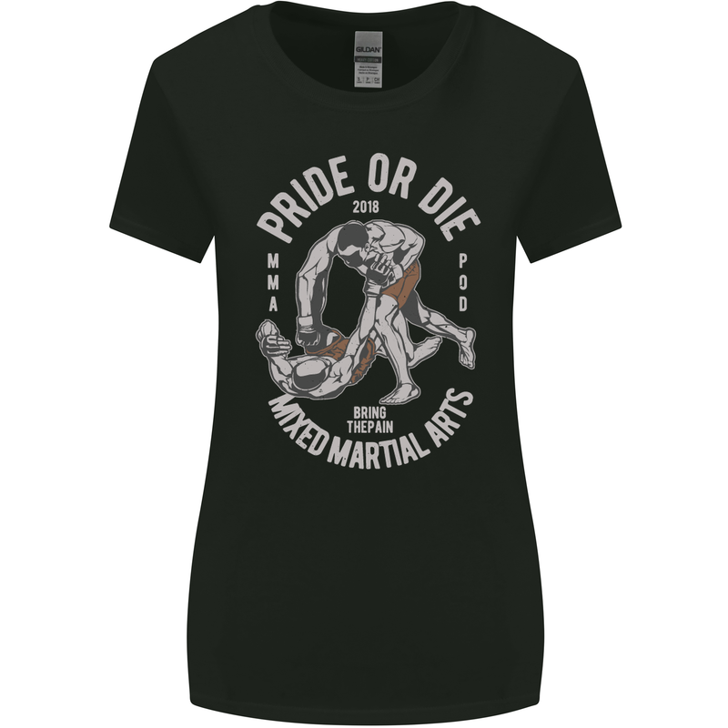 Pride MMA Muay Thai Mixed Martial Arts Womens Wider Cut T-Shirt Black