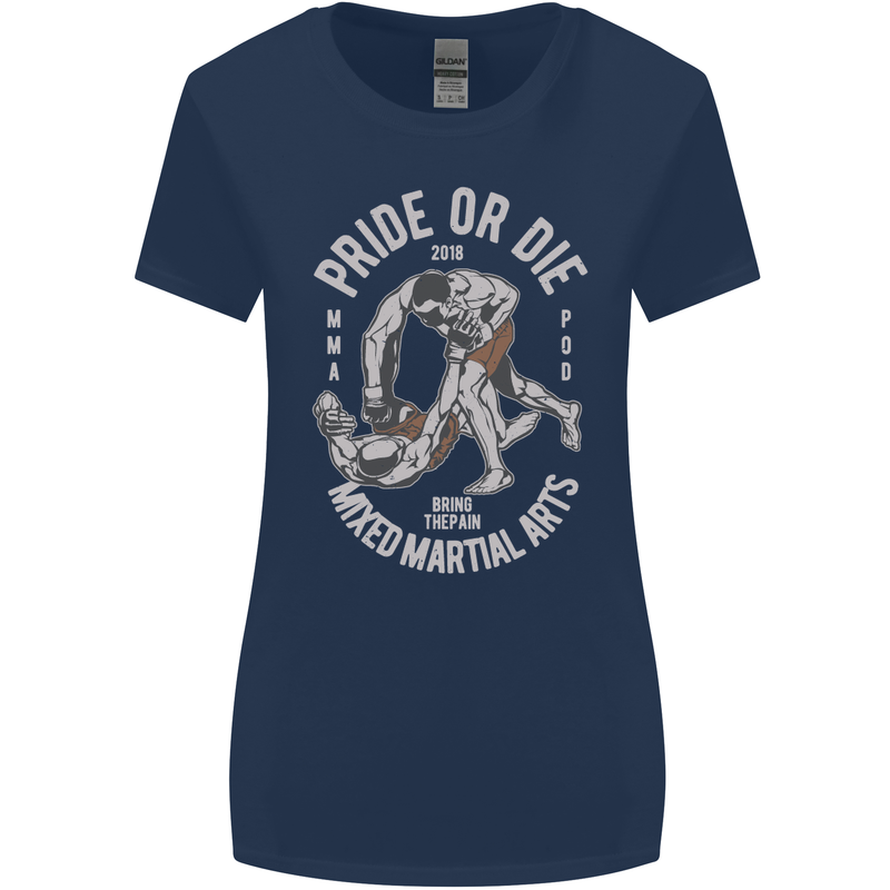 Pride MMA Muay Thai Mixed Martial Arts Womens Wider Cut T-Shirt Navy Blue