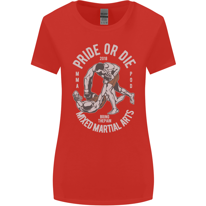 Pride MMA Muay Thai Mixed Martial Arts Womens Wider Cut T-Shirt Red
