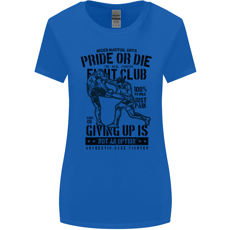 Pride MMA Muay Thai Mixed Martial Arts Womens Wider Cut T-Shirt Royal Blue