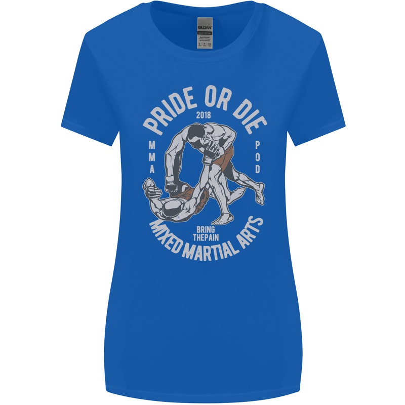 Pride MMA Muay Thai Mixed Martial Arts Womens Wider Cut T-Shirt Royal Blue