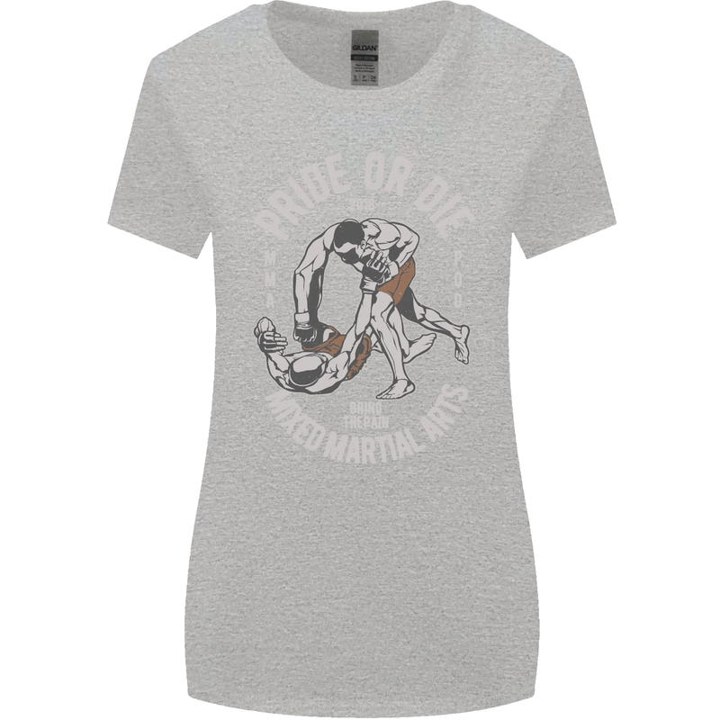 Pride MMA Muay Thai Mixed Martial Arts Womens Wider Cut T-Shirt Sports Grey