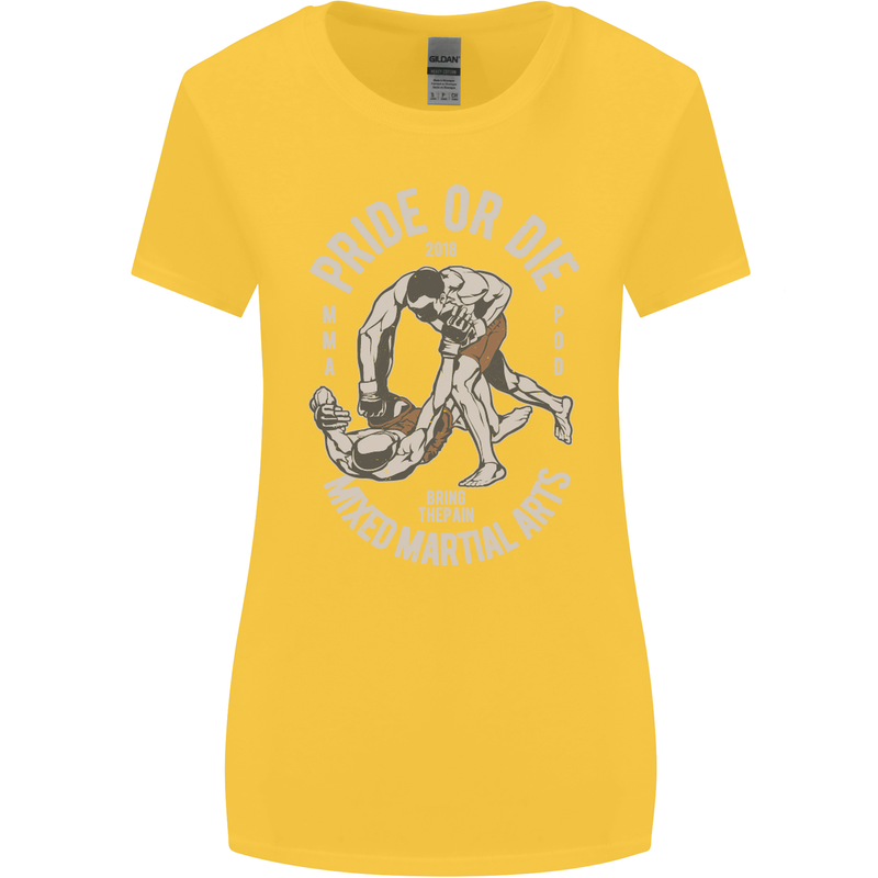 Pride MMA Muay Thai Mixed Martial Arts Womens Wider Cut T-Shirt Yellow