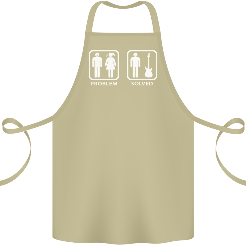 Problem Solved Guitar Funny Guitarist Cotton Apron 100% Organic Khaki